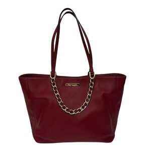 Michael Kors Pebbled Leather Chain Tote Bag Gold Hardware